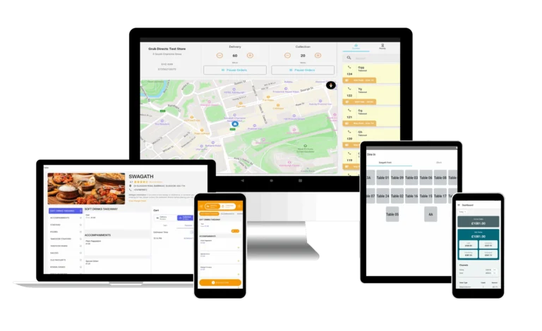 demo of mobile, tablet and laptop or desktop view of online ordering system for restaurants in edinburgh