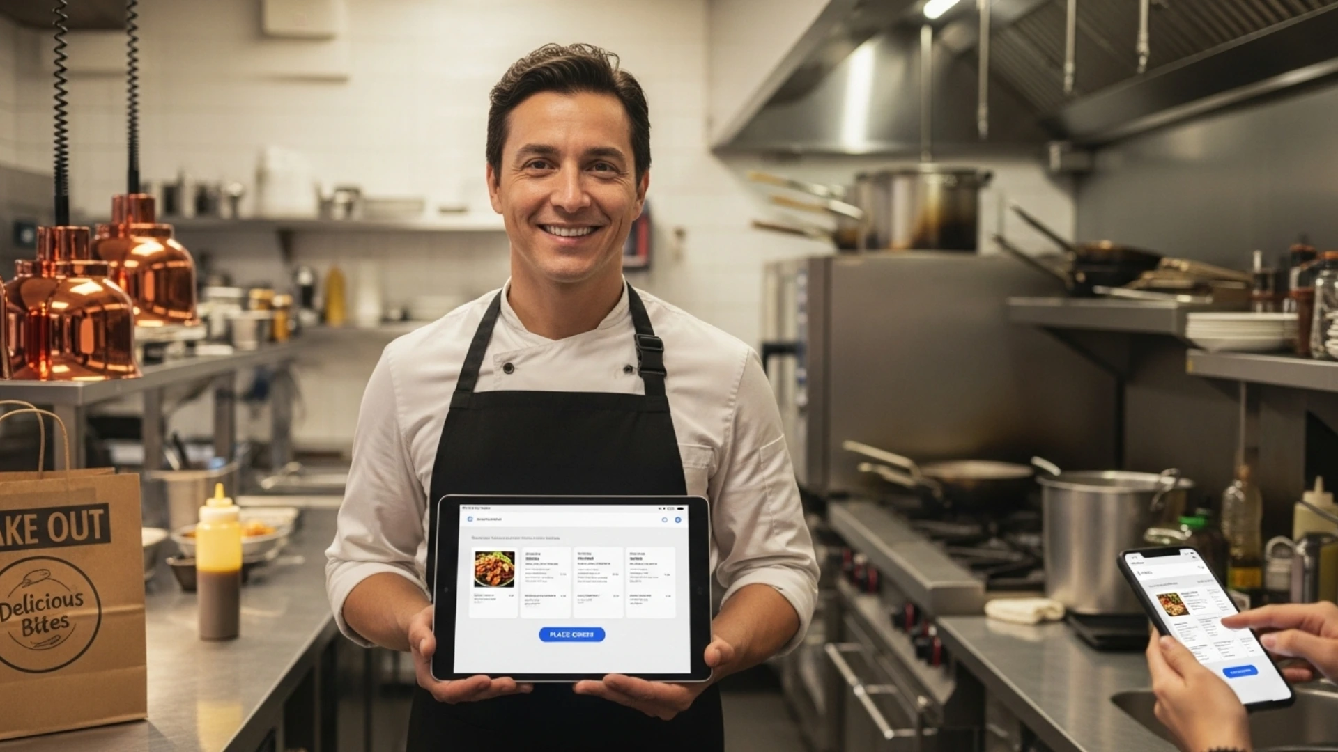happy owner for having own restaurant online ordering system